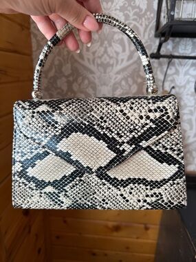 Top handle handbag faux Snake
